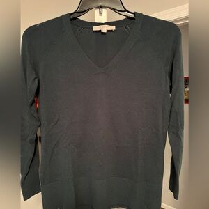LOFT Women's Dark Green Sweater V-Neck